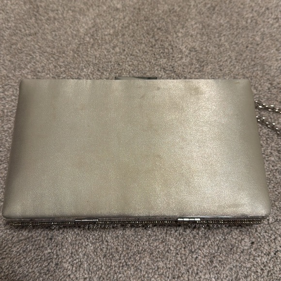 Glint embellished beaded silver evening clutch shoulder bag - Picture 4 of 4